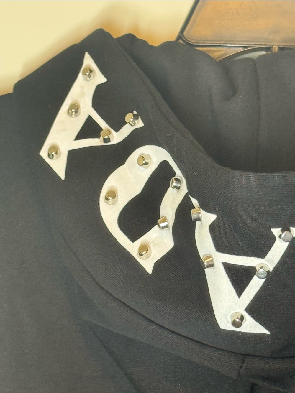Black Hooded Bomber Jacket. No Brand. Approx.25.5 inches Wide when Zipped Close. - Picture 8 of 11